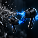 Digital soundwaves neutralizing noise, illustrating how Active Noise Cancellation works.