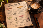 A handwritten Dopamine Menu on a rustic table, illustrating a modern productivity and mental health hack.
