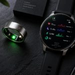 A titanium smart ring and a modern smartwatch compared, representing the Smart Ring vs Smartwatch debate.