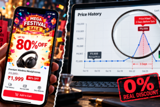 Price history graph revealing artificial discounts during online shopping festival sales.